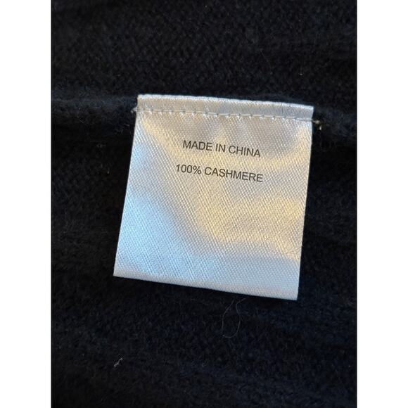 NWT QUINCE Black 100% Cashmere Midi Skirt Unlined Elastic Waist Wide Rib Knit M - Picture 8 of 8